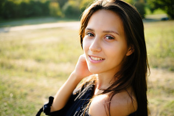 Girl close-up portrait in the park