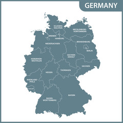 The detailed map of the Germany with regions