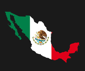 The detailed map of the Mexico with National Flag