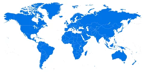 Rolgordijnen Detailed world map with countries borders © VectorShop