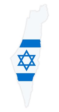 The detailed map of the Israel with National Flag