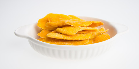 Dried Mango or Dried Mango slices on a background.