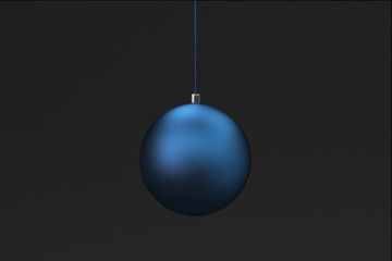 Blue christmas balls on black background
