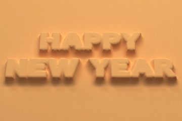 Orange Happy New Year words bas-relief