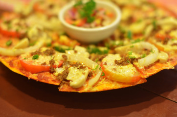 Closed up of Mexican pizza photo image