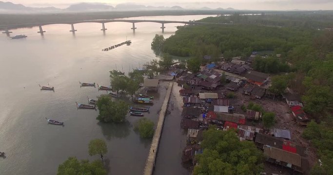 fishing village in mangrove forest beside Siri Lanta bridge.