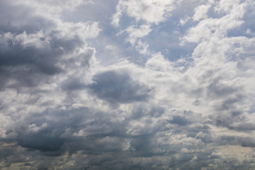 Dramatic blue sky and clouds at sunset or evening time.