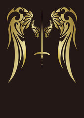 トライバル　翼　剣　ステッカー