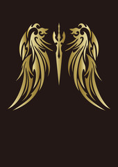 トライバル　翼　剣　ステッカー