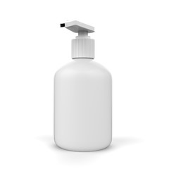 Blank Cosmetic Bottle Dispenser For Hand Wash, Cream, Body Lotion, Liquid Gel, Shampoo, Bath Foam. Mock Template on Isolated White Background. 3D Illustration