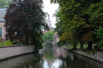 Fototapeta na wymiar Lake of Love, Minnewater Park, Bruges Belgium