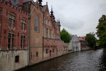 Fototapeta na wymiar Bruges canal and building architecture and landmark of Bruges Belgium 