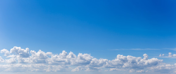 Obraz premium Panorama or panoramic photo of blue sky and clouds or cloudscape.