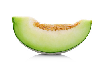 Slices of melon isolated on white background.