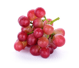 red grapes with water drops isolated on white background.