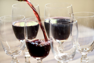 drinking red wine