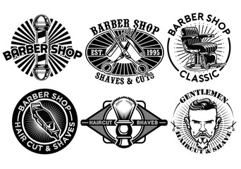 barbershop concept badge design set