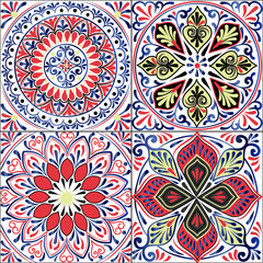 Colorful floral seamless pattern from squares