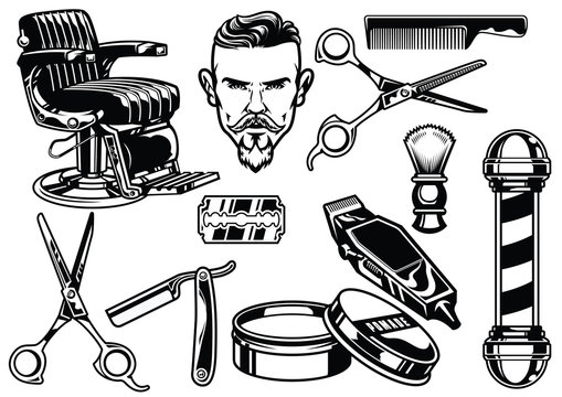 set of barbershop objects