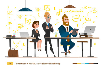 Business characters in the working environment. 