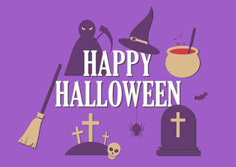 Happy Halloween purple background. trick or treat.