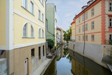 Fototapeta na wymiar Romantic Chertovka river in Prague known as Little Prague Venice