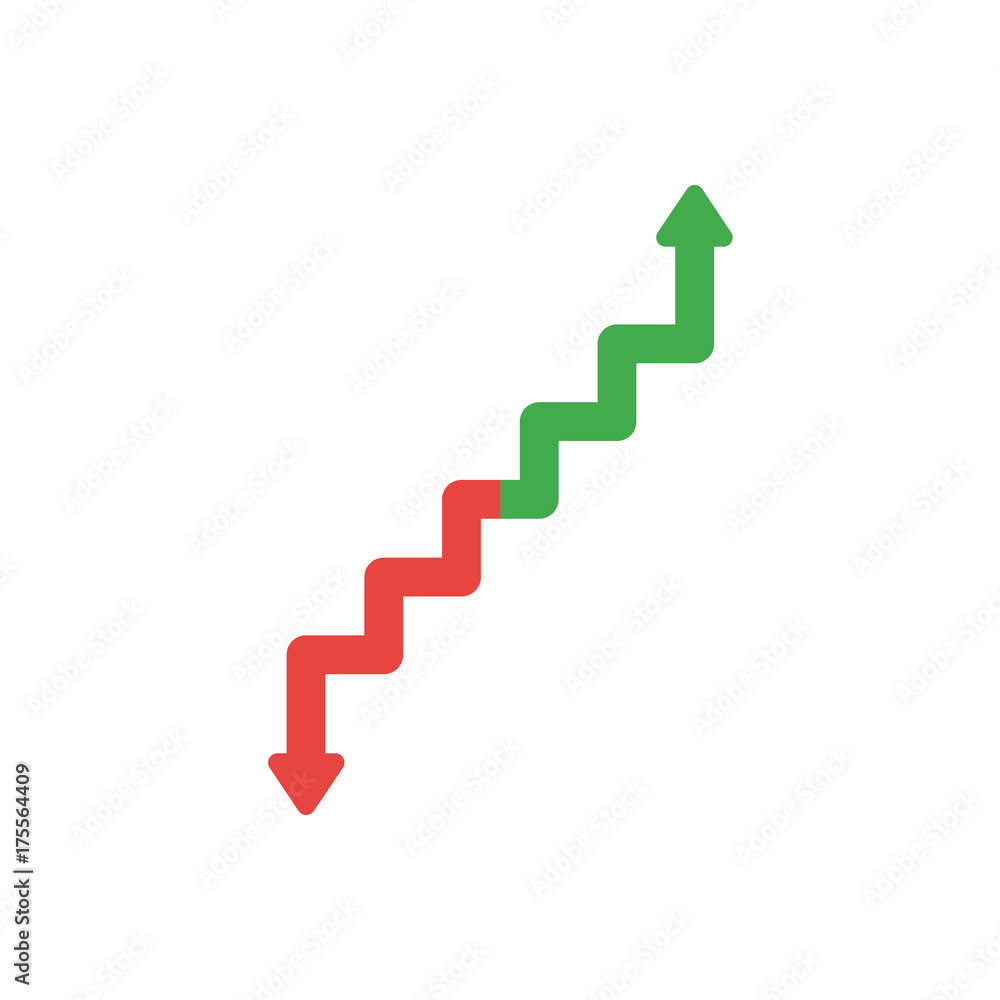 Poster flat design vector concept of arrow stairs moving up and down
