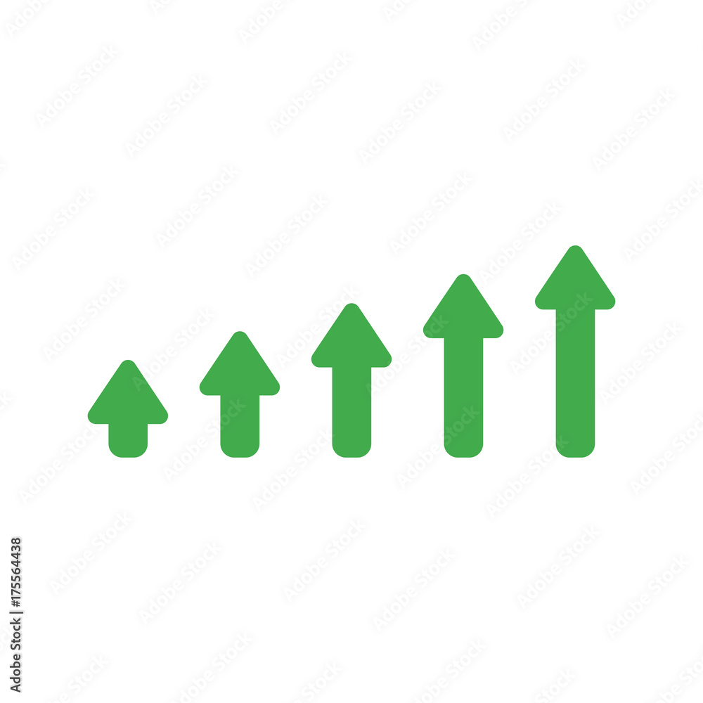Aufkleber flat design vector concept of sales bar chart with arrow moving up