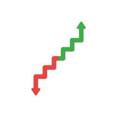 Flat design vector concept of arrow stairs moving up and down