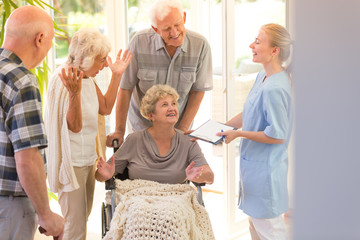 Woman leaving hospital