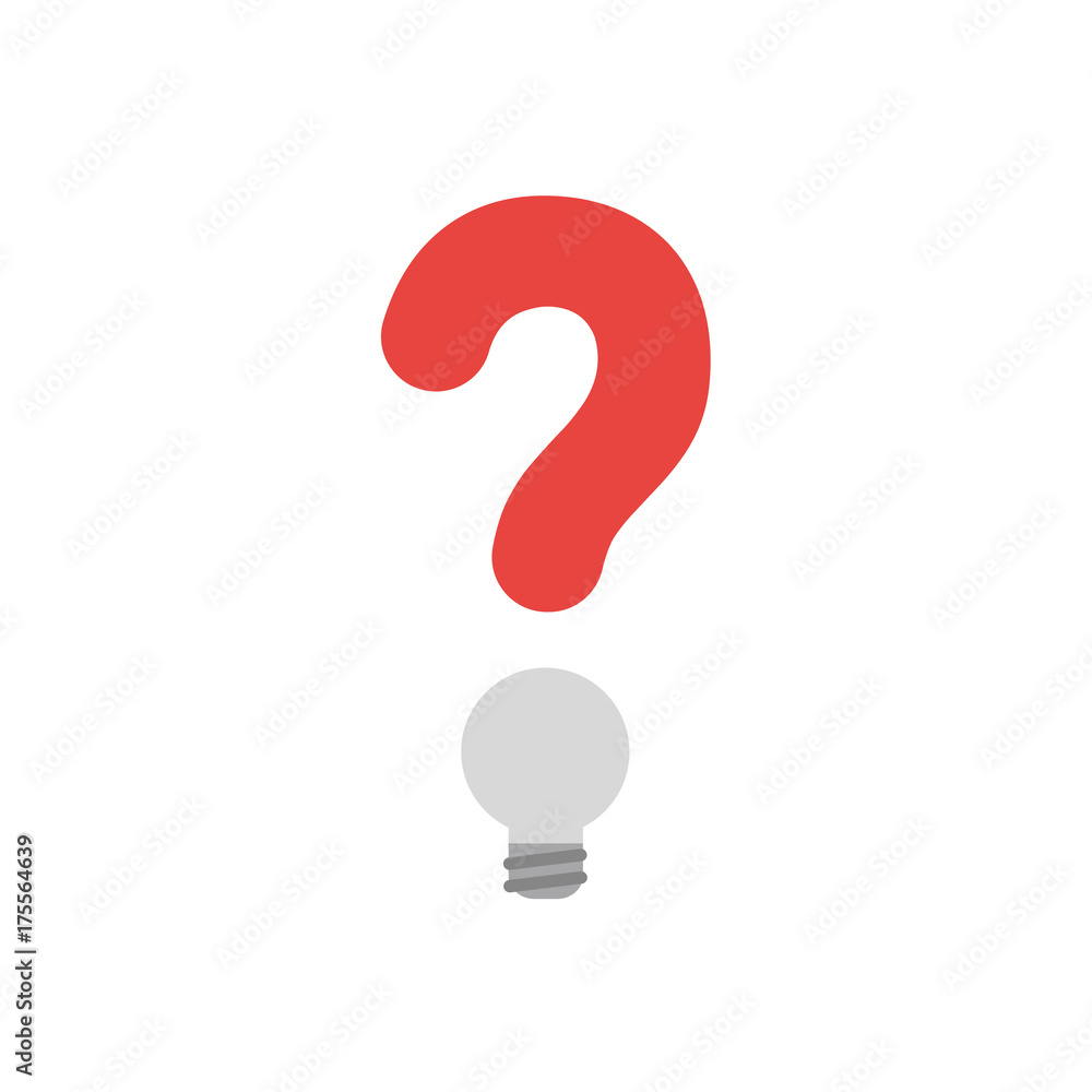 Poster flat design vector concept of question mark with grey light bulb