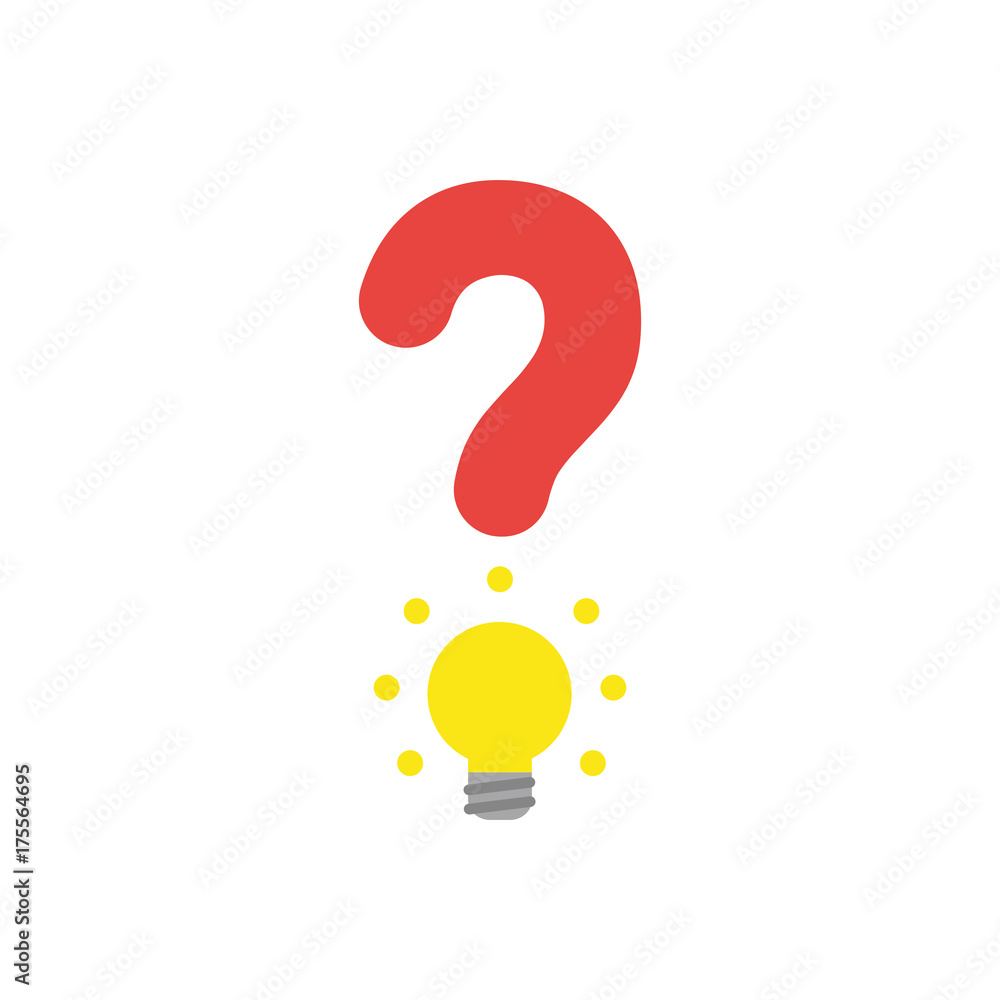 Poster flat design vector concept of question mark with yellow light bulb