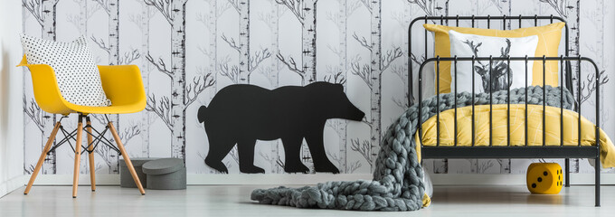Kid's bedroom with bear sticker