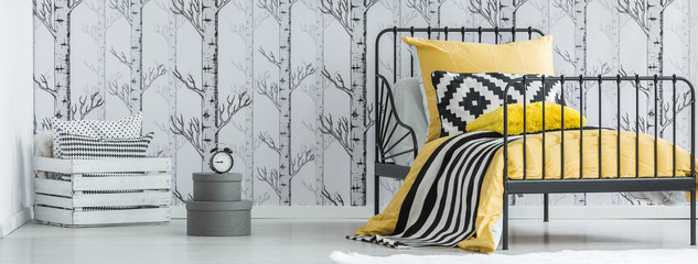Contrast color forest bedroom