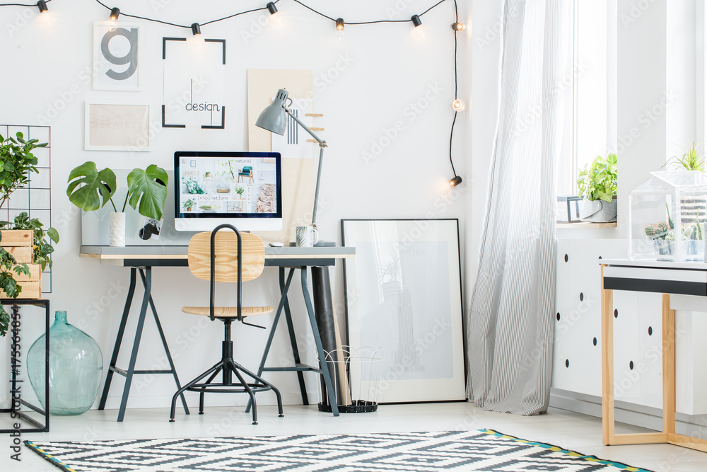 Canvas Prints Designed office with wooden chair