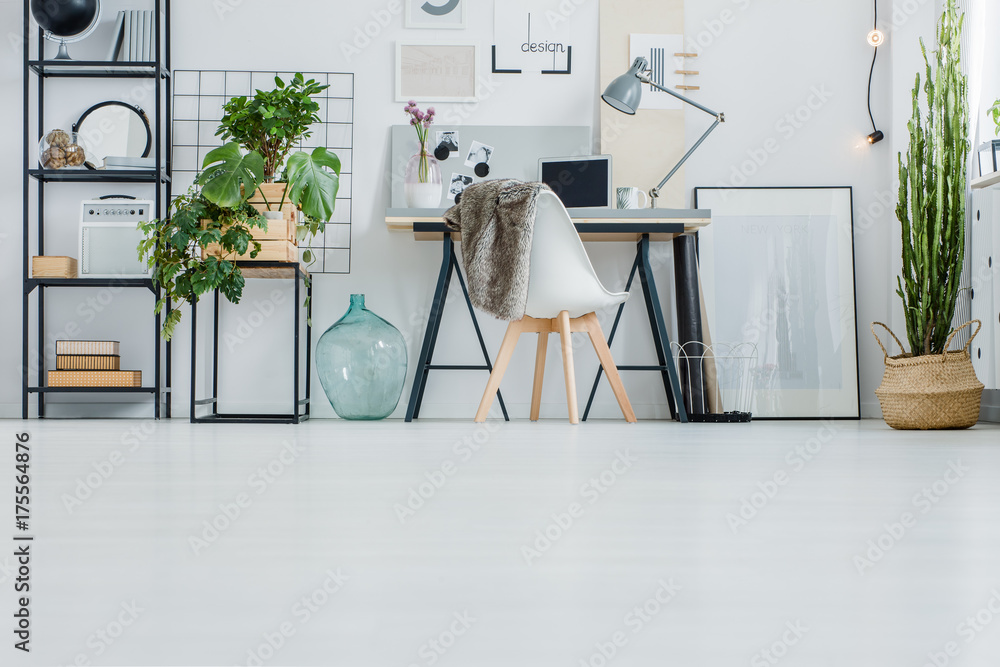 Canvas Prints stylish work area with cactus