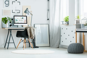 Cozy work area with fur
