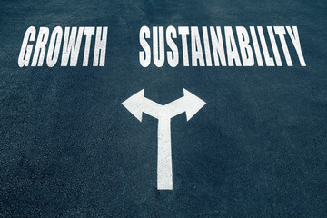 Growth vs sustainability choice concept