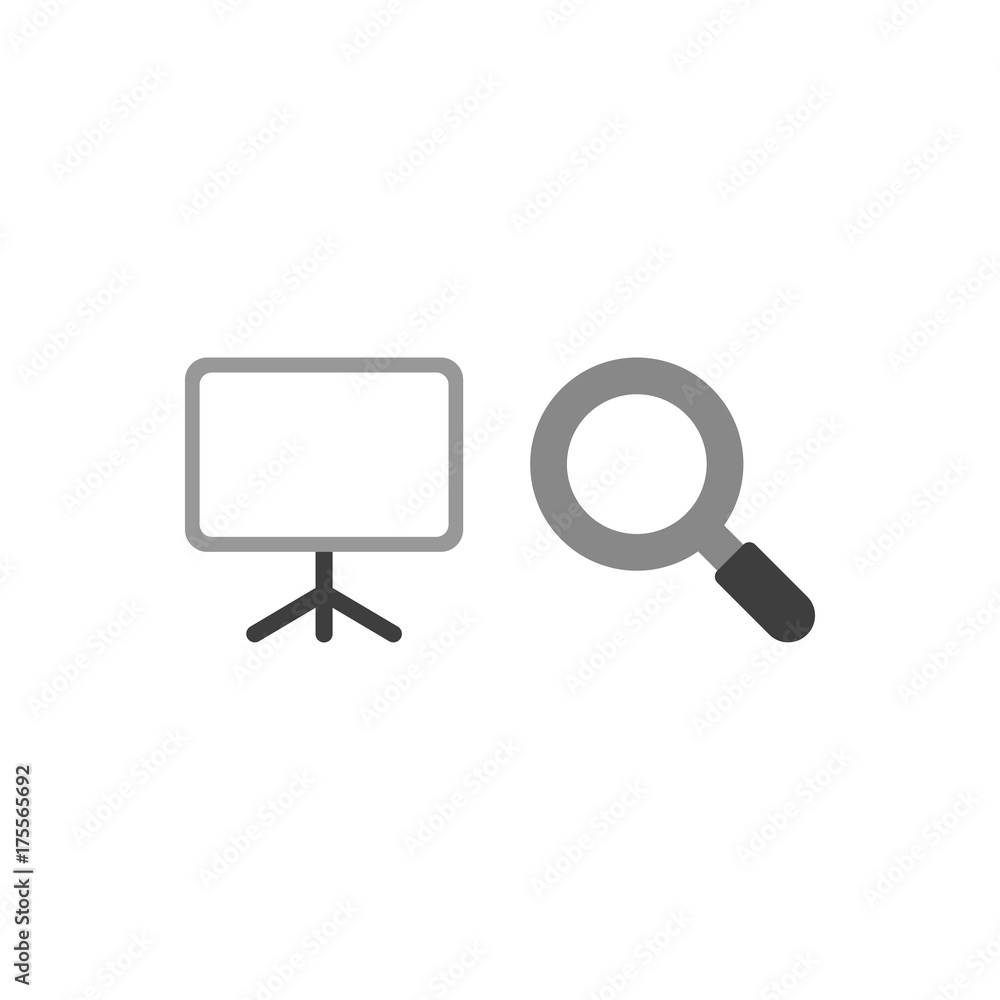 Poster flat design vector concept of presentation chart with magnifier