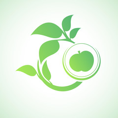 Eco lifestyle concept template. Apple with leafs.