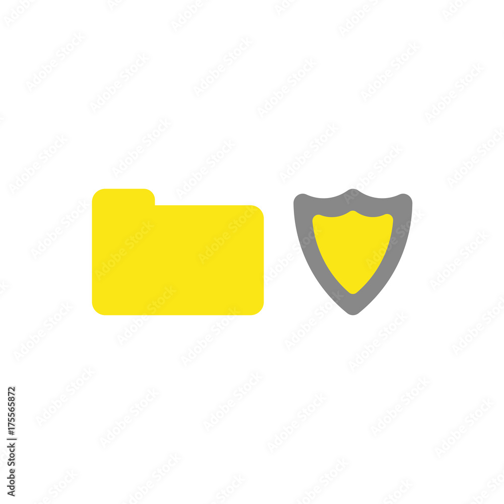 Aufkleber flat design vector concept of closed folder with shield guard