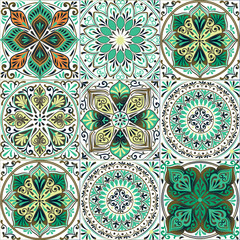 Colorful floral seamless pattern from squares