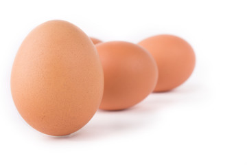 Fototapeta na wymiar Five eggs are isolated on a white background