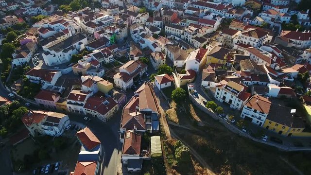 Aerial. Video shooting from dron of Monchique village. Algarve