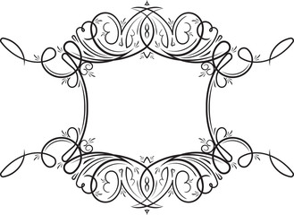 Vintage black swirly frame with empty place for your text or other design, vector illustration greeting card.