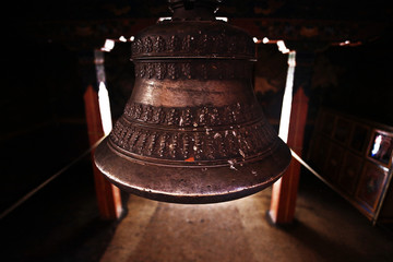 drums with mantras in a Tibetan temple