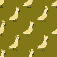 Seamless pattern of gold parrot vector illustration wild animal characters cute fauna tropical feather pets background.