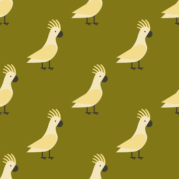 Seamless pattern of gold parrot vector illustration wild animal characters cute fauna tropical feather pets background.