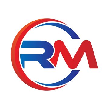 rm logo vector modern initial swoosh circle blue and red