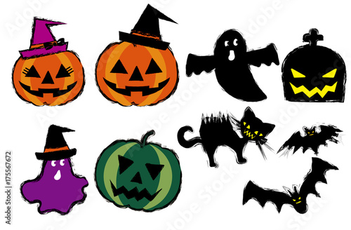 毛筆タッチのハロウィンのキャラクターのイラスト ハロウィン用イラスト Illustration For Halloween Advertisement Wall Mural Advertiseme Globeds